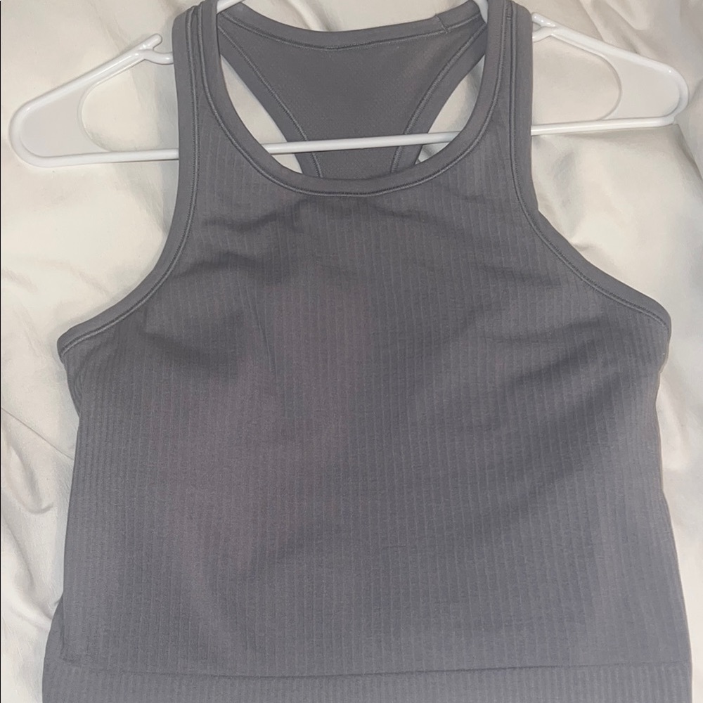 Ebb to street cropped racerback Lululemon Athletica Gray Tank Top